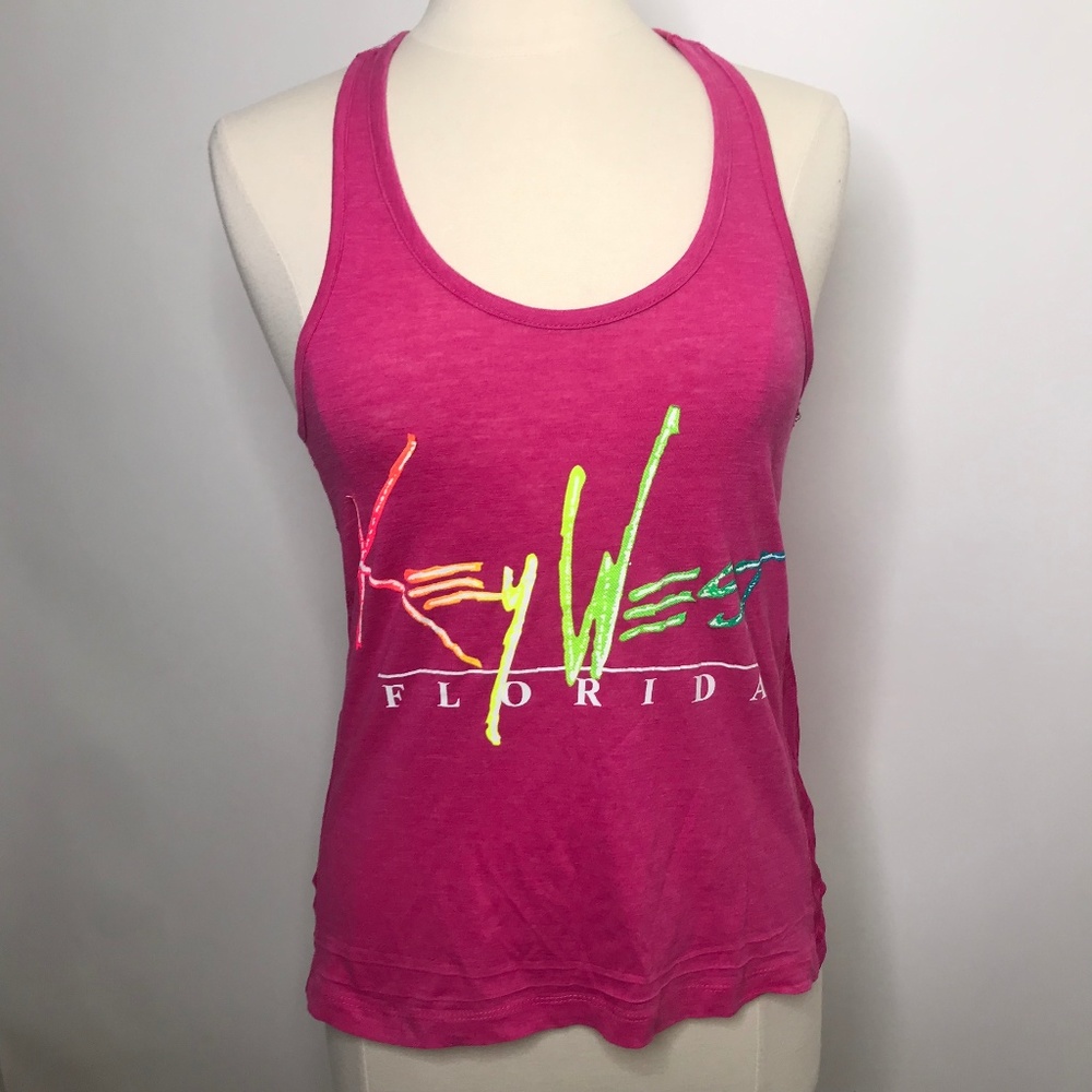 Key West Women's Pink Cami Tank Shirt Lace Sides N